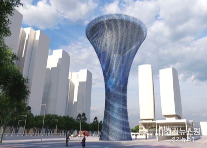 가락시장 사거리 대형 공공미술 작품(비의 장막(Rain Veil) Ned Kahn作)