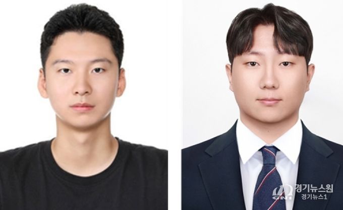 경상국립대학교(GNU) 공과대학 나노신소재융합공학과 석사과정 강호성 씨와 기계항공우주공학부 석사과정 최현민 씨(왼쪽부터).