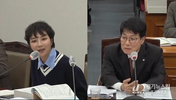 서지연 부산시의원(비례대표.무소속)이 11월 28일 열린 부산시의회 제332회 정례회 자치경찰위원회 예산안 심사에서 김철준 부산광역시 자치경찰위원장에게 질의하고 있다.