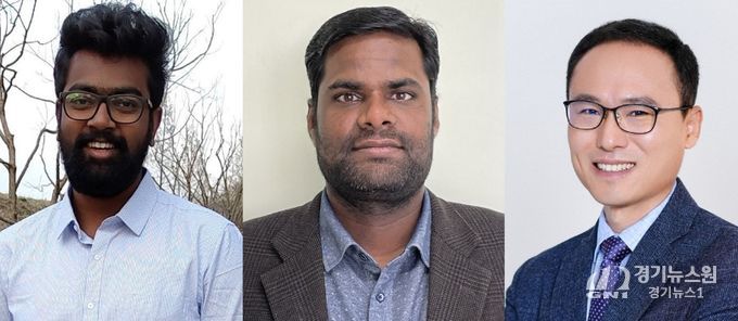 카시비스와나단 무수사미 박사과정, 띠따기리 자야라만 박사, 최명룡 교수(왼쪽부터)