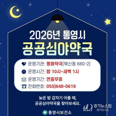 통영시, 연중무휴 공공심야약국 ‘평화약국’ 이 함께합니다