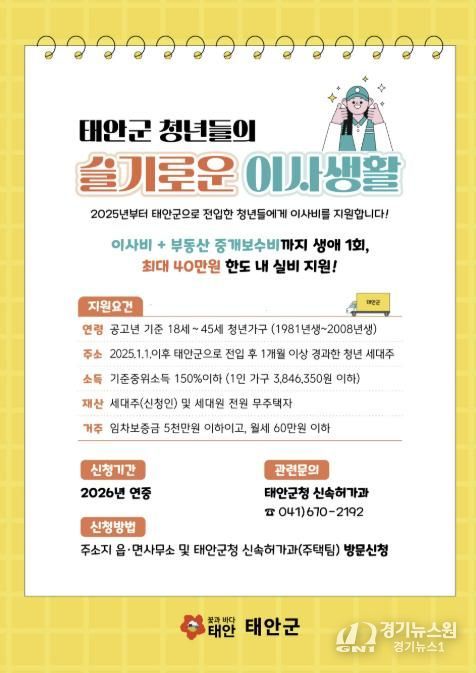 청년 이사비 지원사업 홍보물.