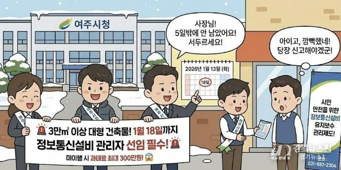 여주시, 대형 건축물 '정보통신설비 유지보수 관리자' 선임 유예기간 종료 임박 안내