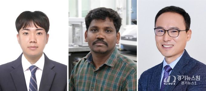 경상국립대학교 박사과정 정시언 씨, 라자 아루무감 센틸 박사, 최명룡 교수(왼쪽부터)