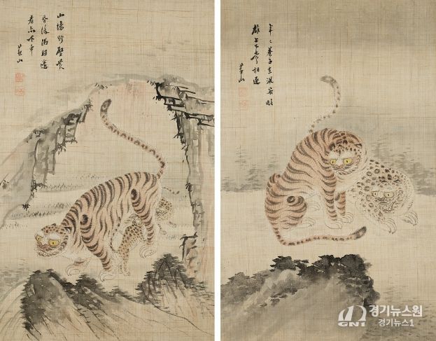 유숙 〈포유양호〉〈심곡쌍호〉 ⓒ간송미술문화재단