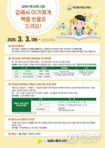 김제시립도서관, 2026년 북스타트 책꾸러미 배부 사업 운영