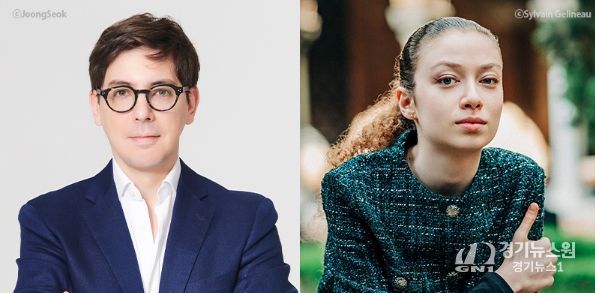 왼쪽부터 아드리앙 페뤼숑(지휘), 아리엘 벡(피아노) (사진제공=부천시립예술단)