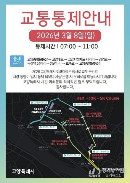 교통통제 안내문