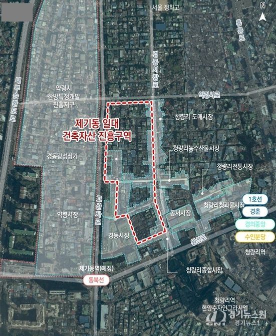 제기동 일대 건축자산 진흥구역 위치도